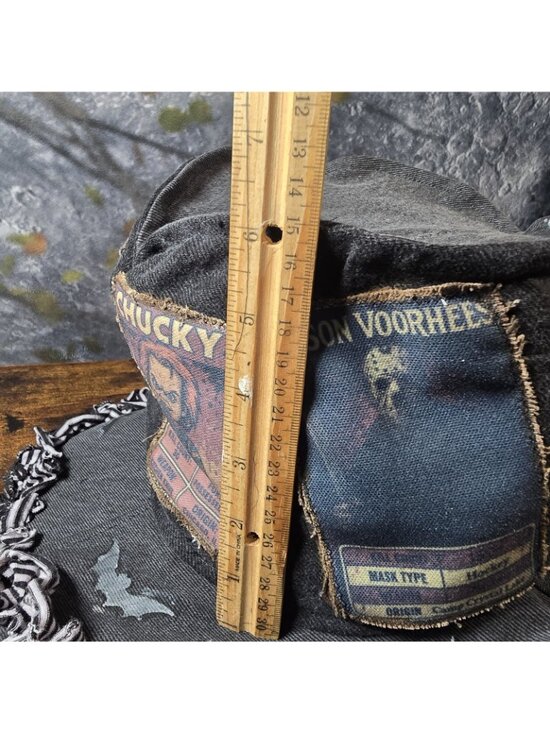 OOAK Handmade Boho Indie Top Hat Horror Movies Upcycle Adjustable M 22.5\